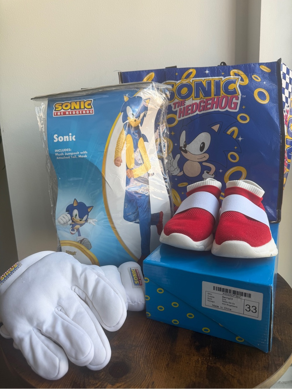 Sonic Boys Spirit Halloween Costume Bundle Size S (4-6), Shoes & Bag
